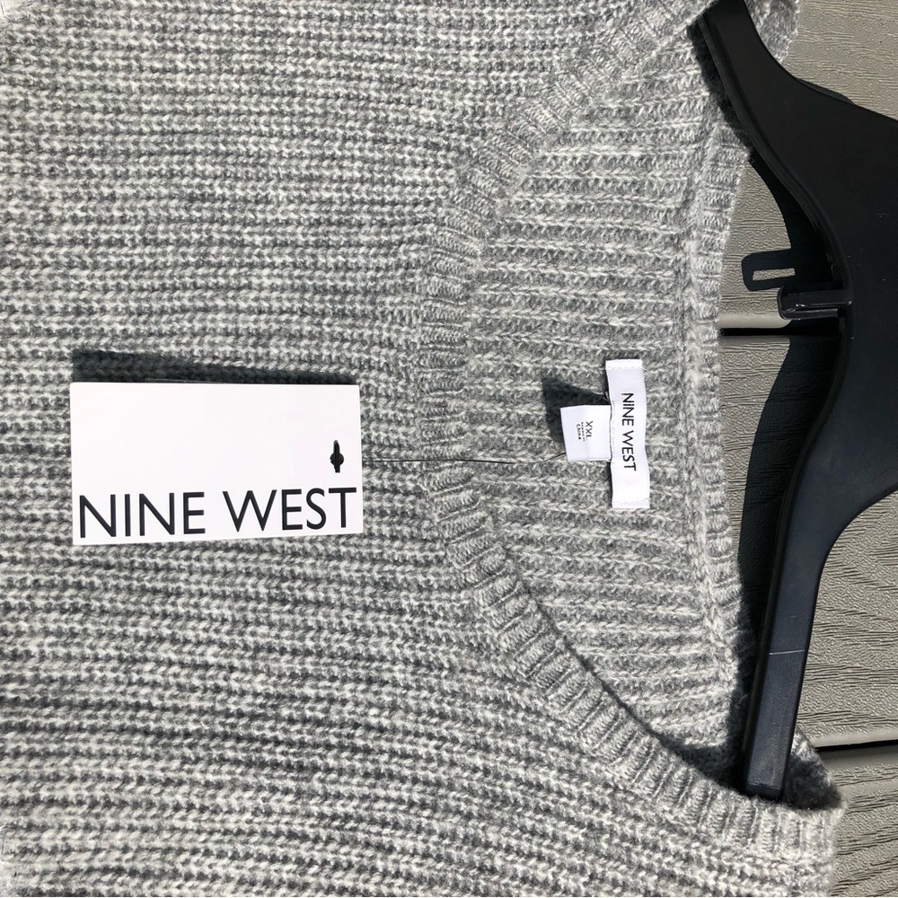 Nine West Womens Crewneck Long Sleeve Sweater Pullover Gray Chevron Top Size XXL - Picture 4 of 5